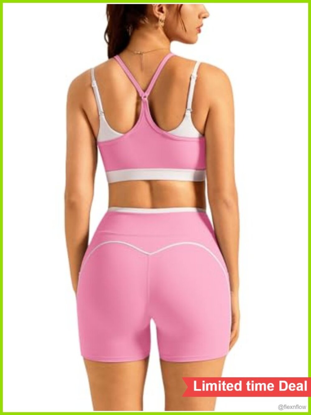 Two Piece Workout Set High Waist Shorts Sports Bra Yoga Pilates Gym